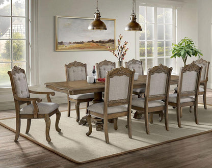 Madison Park Dining Side Chair – Walnut & Beige Fabric