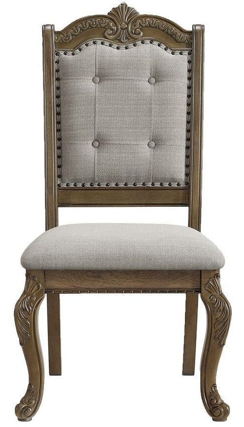 Madison Park Dining Side Chair – Walnut & Beige Fabric