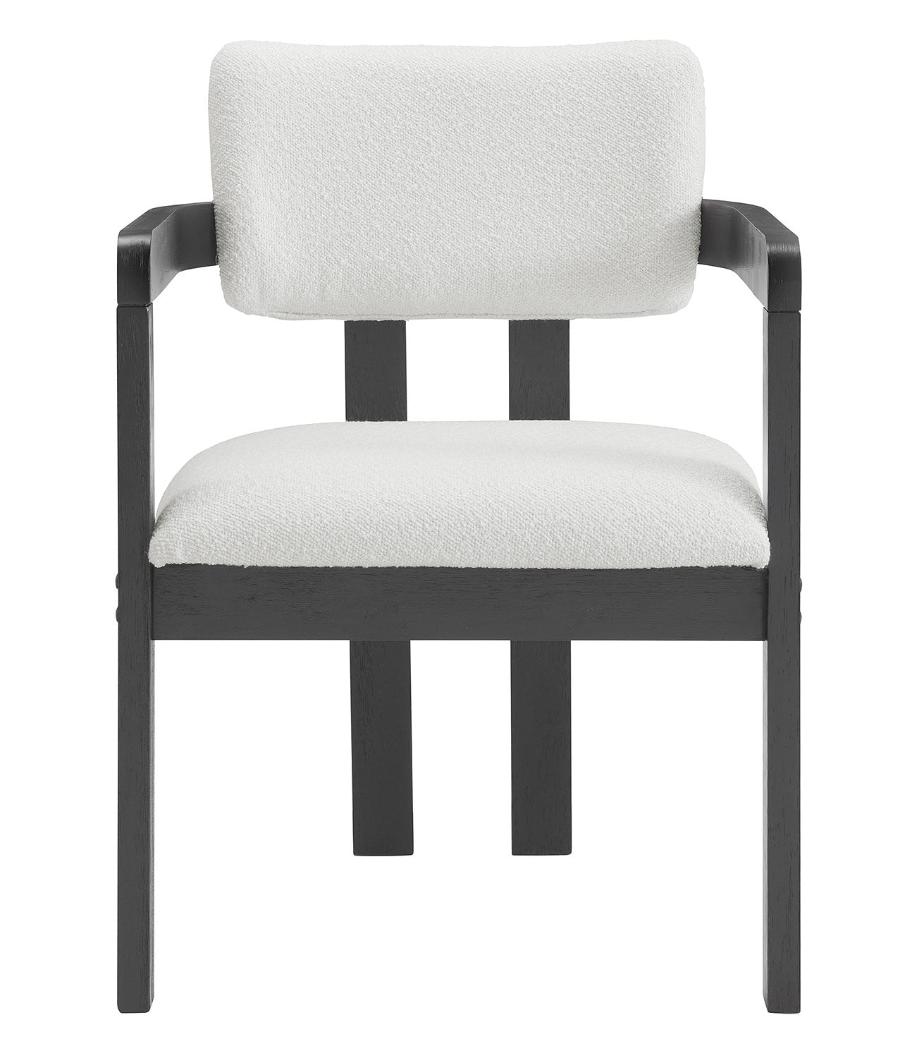 Portland Arm Chair with Snow White Fabric in Black