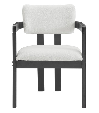 Portland Arm Chair with Snow White Fabric in Black