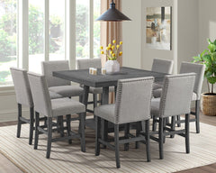 Seneca 9PC Counter Height Dining Set in Grey Table and Eight Chairs