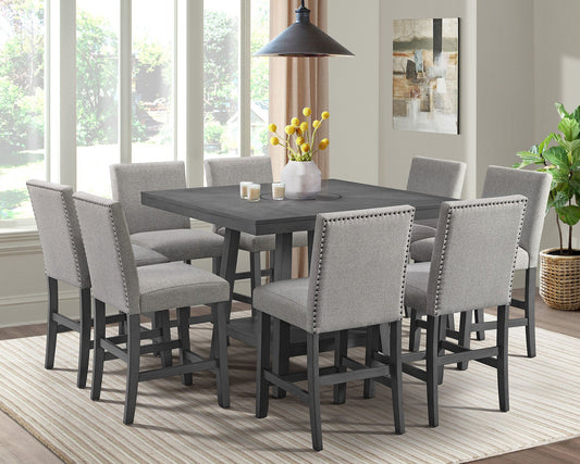 Seneca 9PC Counter Height Dining Set in Grey Table and Eight Chairs