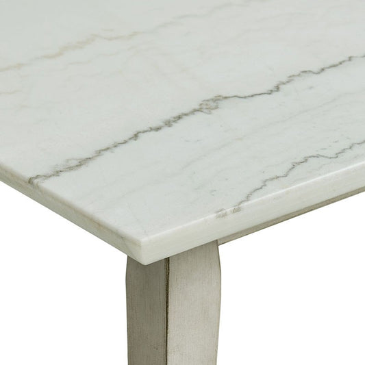 Bette Dining Table With White Marble Top in White