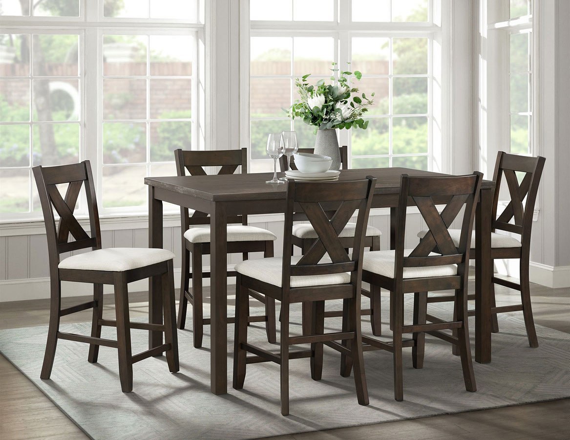 Alvin 60in 7 Piece Counter Height Set in Espresso