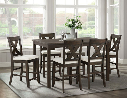 Alvin 60in 7 Piece Counter Height Set in Espresso