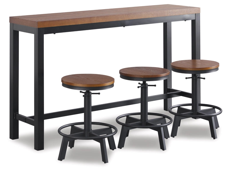 Quinidad Counter Height Dining Table and 3 Bar Stools Set