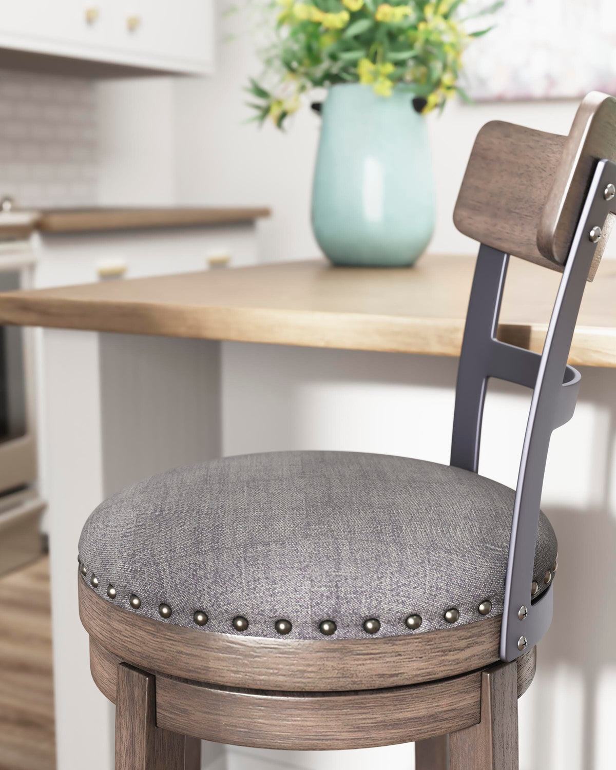 Caitbrook Tall Upholstered Swivel Barstool (1/CN)