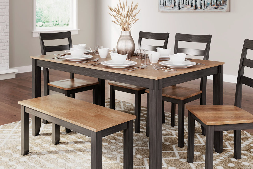 Gesthaven Dining Table with 4 Chairs and Bench