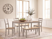 Gesthaven Dining Table and 4 Chairs and Bench (Set of 6)