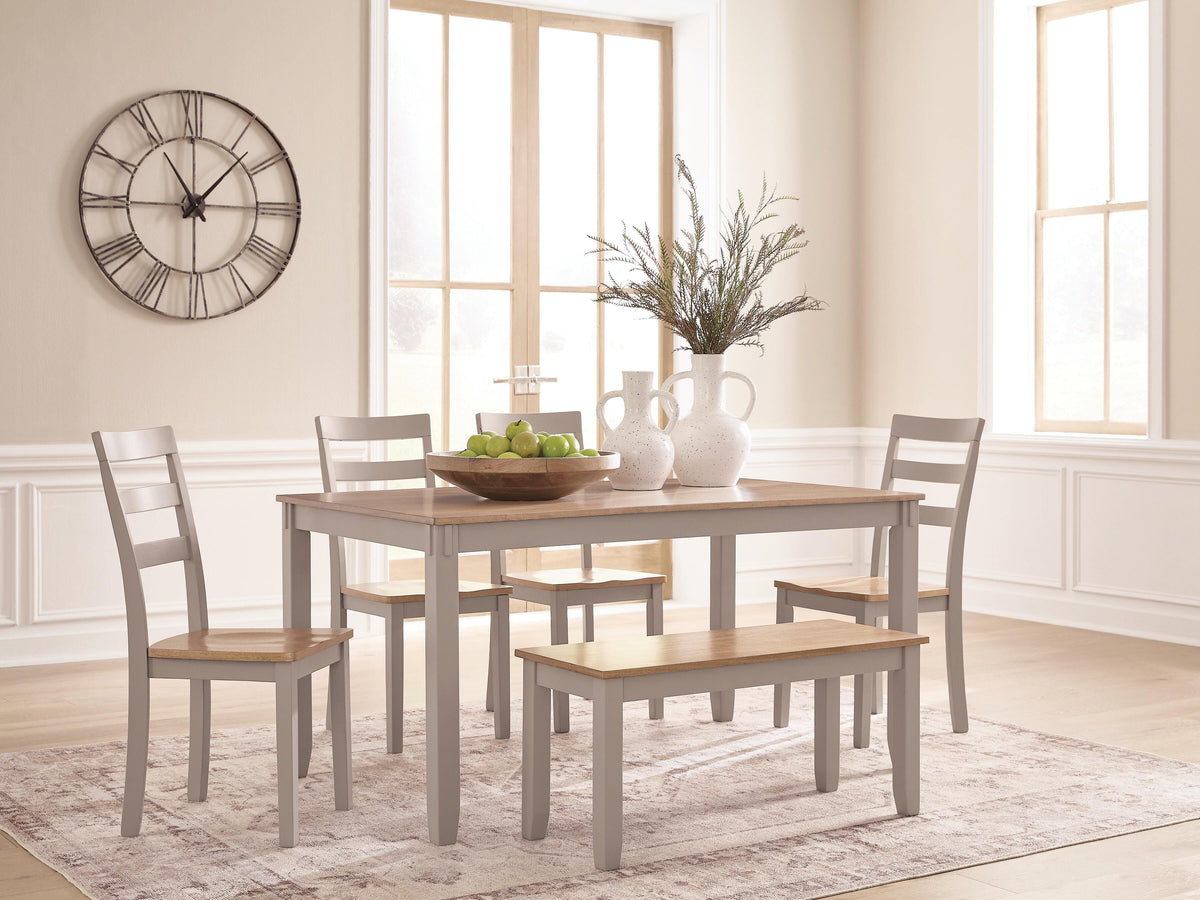 Gesthaven Dining Table and 4 Chairs and Bench (Set of 6)