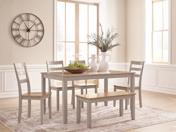 Gesthaven Dining Table and 4 Chairs and Bench (Set of 6)