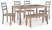 Gesthaven Dining Table and 4 Chairs and Bench (Set of 6)