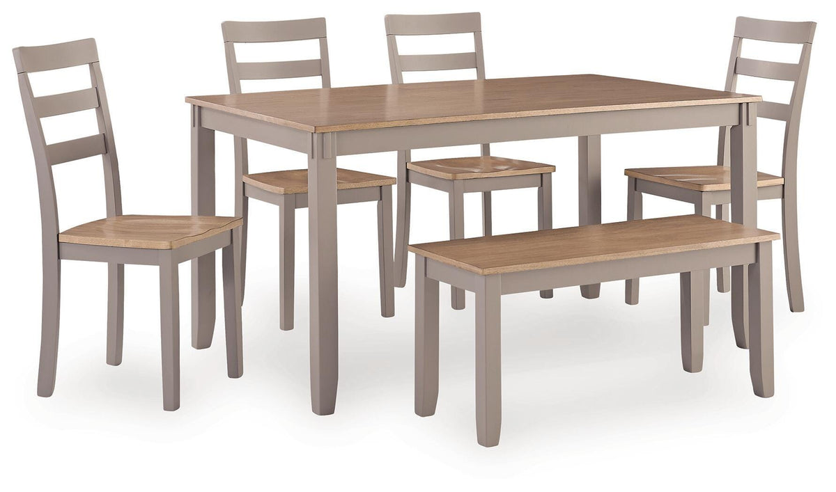 Gesthaven Dining Table and 4 Chairs and Bench (Set of 6)