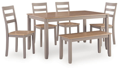 Gesthaven Dining Table and 4 Chairs and Bench (Set of 6)