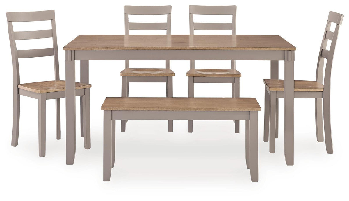 Gesthaven Dining Table and 4 Chairs and Bench (Set of 6)