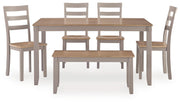 Gesthaven Dining Table and 4 Chairs and Bench (Set of 6)