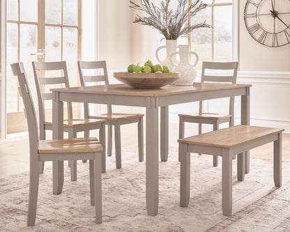 Gesthaven Dining Table and 4 Chairs and Bench (Set of 6)