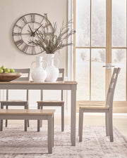Gesthaven Dining Table and 4 Chairs and Bench (Set of 6)