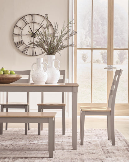 Gesthaven Dining Table and 4 Chairs and Bench (Set of 6)