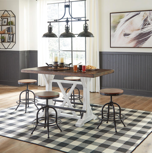 Valebeck Counter Height Dining Table and 4 Barstools