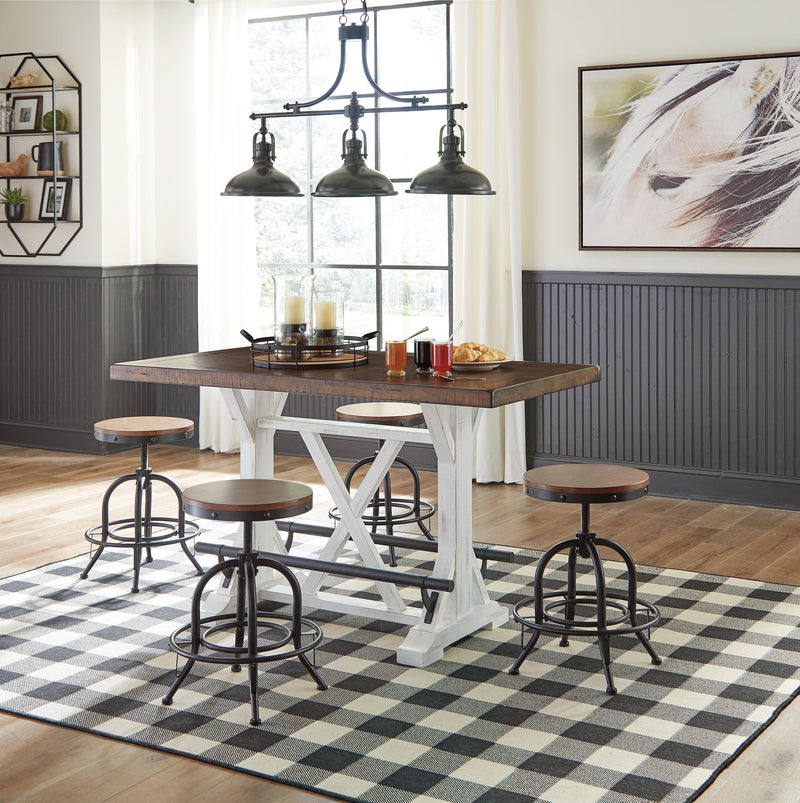 Valebeck Counter Height Dining Table and 4 Barstools