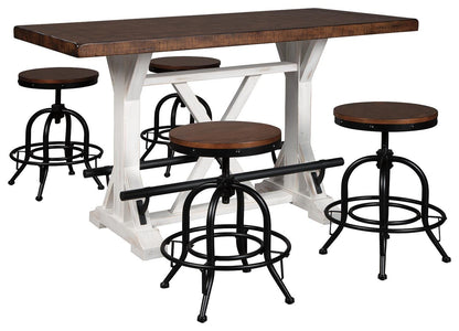 Valebeck Counter Height Dining Table and 4 Barstools