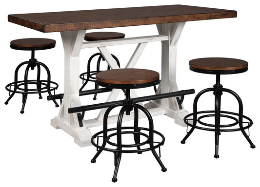Valebeck Counter Height Dining Table and 4 Barstools