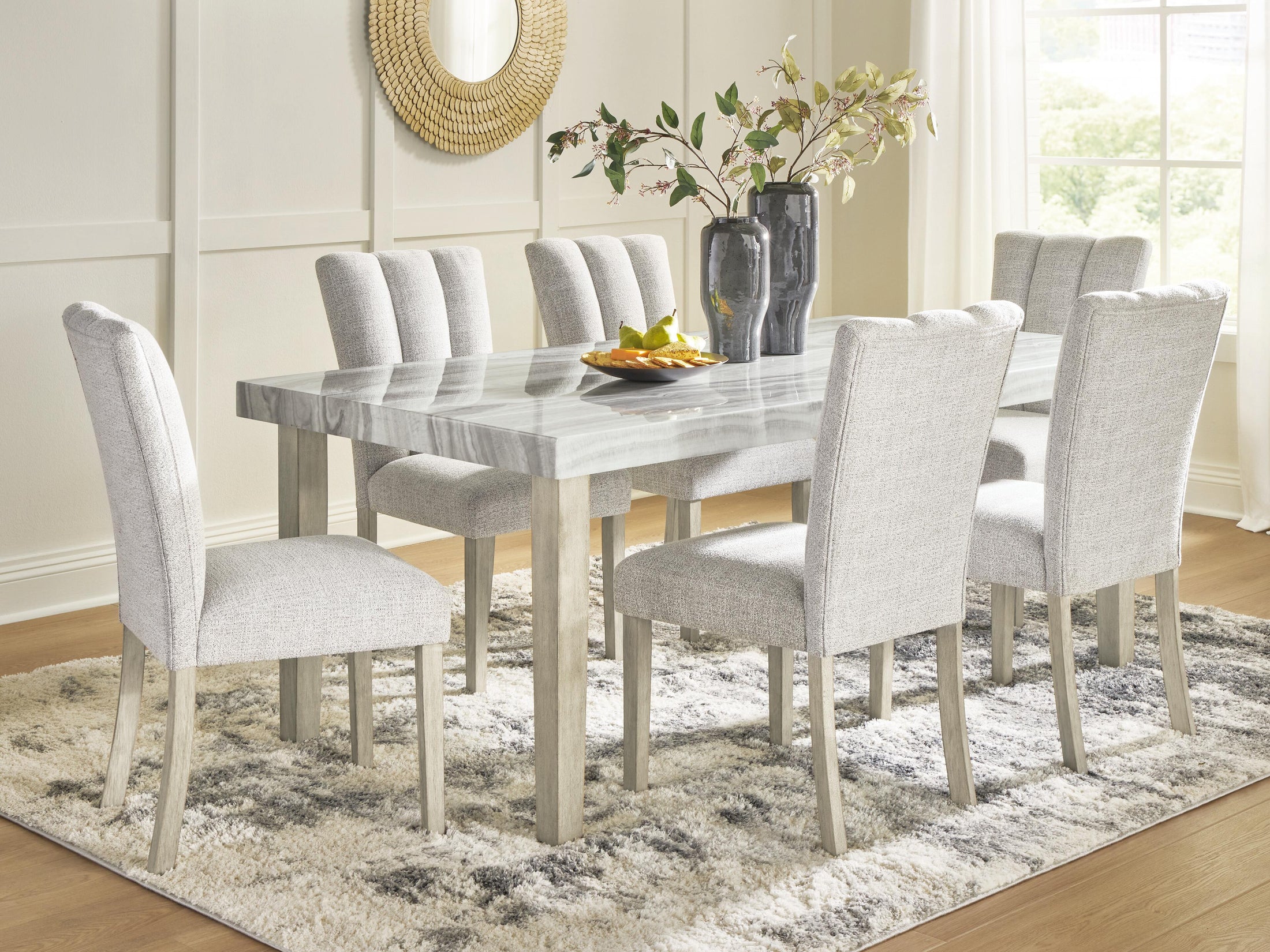 Karmenton 7PC Dining Set Package + FREE 6'-3" x 9'-6" Rug & 5PC Accessory Set