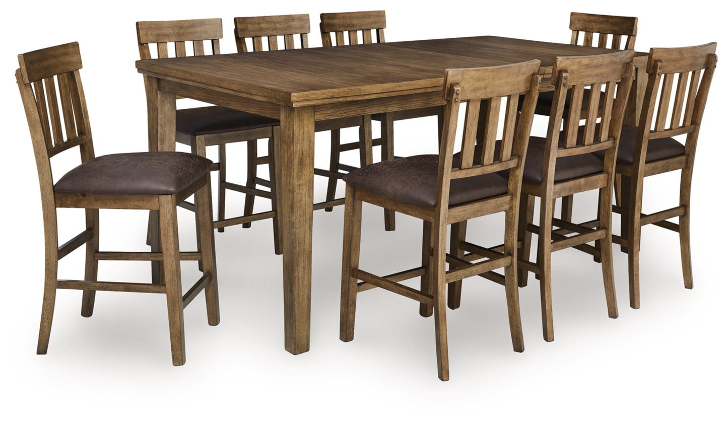 Urbinforte Counter Height Dining Table and 8 Barstools