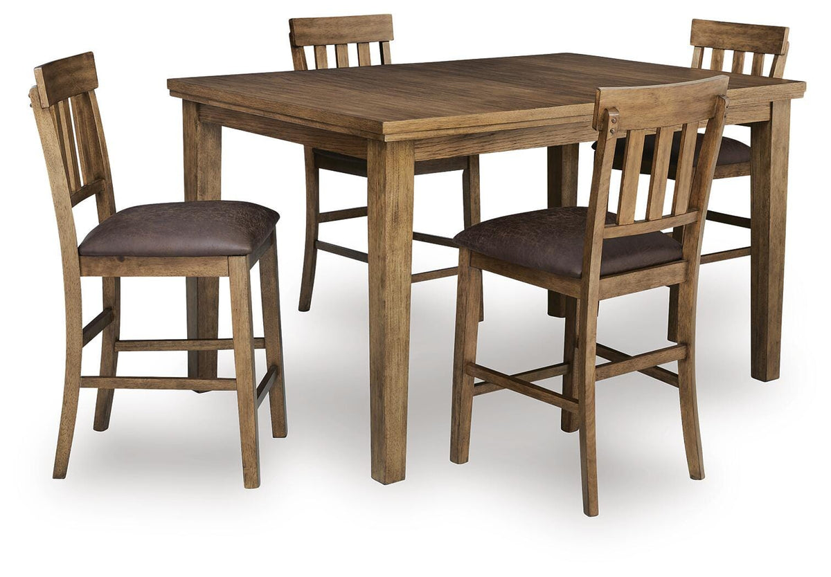 Urbinforte Counter Height Dining Table and 4 Barstools