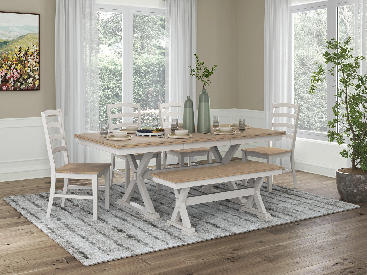Wildenauer & Purlaney 6PC Dining Table Set w/ Bench