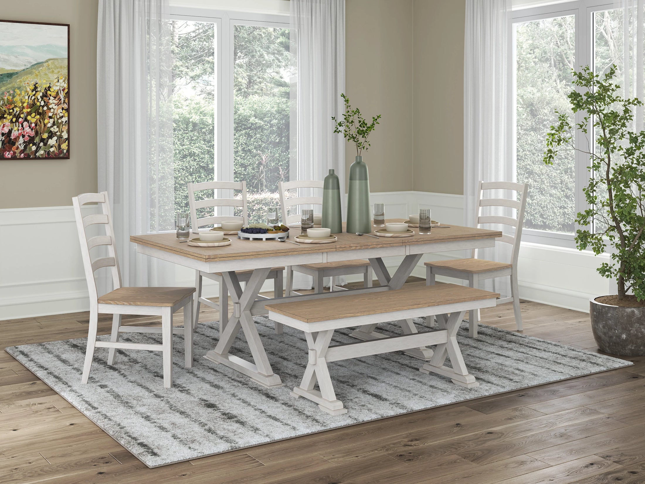 Wildenauer & Purlaney 6PC Dining Table Set w/ Bench