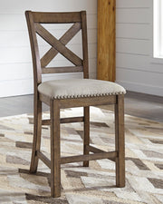 Moriville Counter Height Extension Table and 8 Barstools