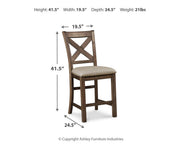 Moriville Counter Height Dining Table and 2 Barstools and Bench