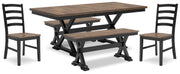 Wildenauer Dining Table, 2 Chairs and 2 Benches