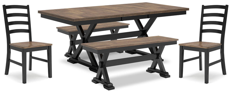 Wildenauer Dining Table, 2 Chairs and 2 Benches