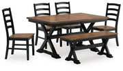 Wildenauer & Purlaney 6PC Dining Table Set w/ Bench