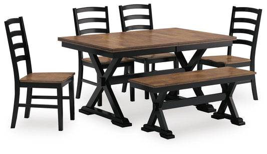 Wildenauer & Purlaney 6PC Dining Table Set w/ Bench