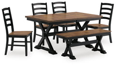 Wildenauer & Purlaney 6PC Dining Table Set w/ Bench