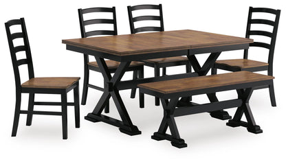Wildenauer & Purlaney 6PC Dining Table Set w/ Bench