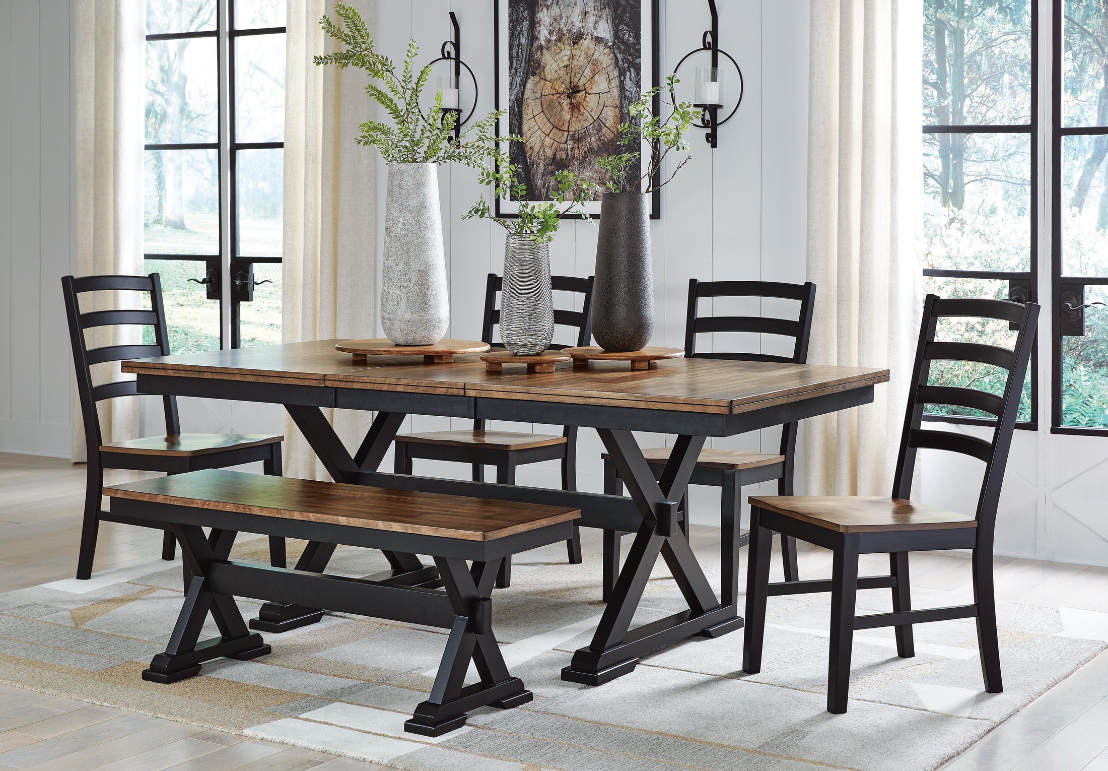Wildenauer & Purlaney 6PC Dining Table Set w/ Bench