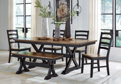 Wildenauer & Purlaney 6PC Dining Table Set w/ Bench