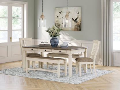 Bolanburg Dining Table and 2 Chairs and 2 Benches