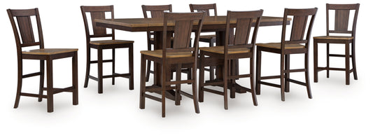 Rylandeen Counter Height Dining Table and 8 Barstools