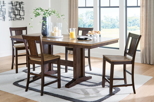 Rylandeen Counter Height Dining Table and 4 Barstools