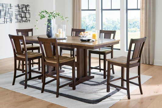 Rylandeen Counter Height Dining Table and 6 Barstools