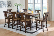Rylandeen Counter Height Dining Table and 8 Barstools