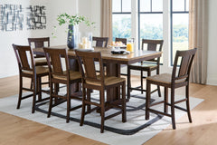 Rylandeen Counter Height Dining Table and 8 Barstools