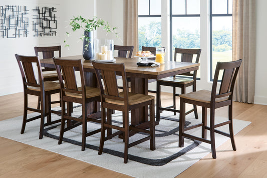 Rylandeen Counter Height Dining Table and 8 Barstools