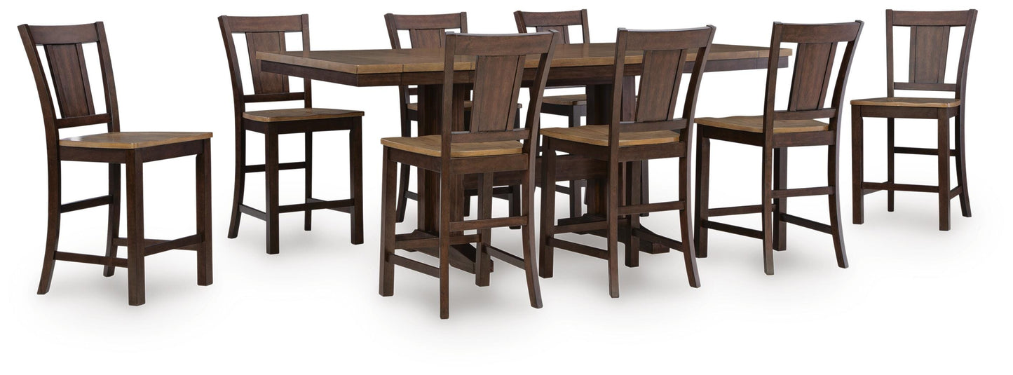Rylandeen Counter Height Dining Table and 8 Barstools